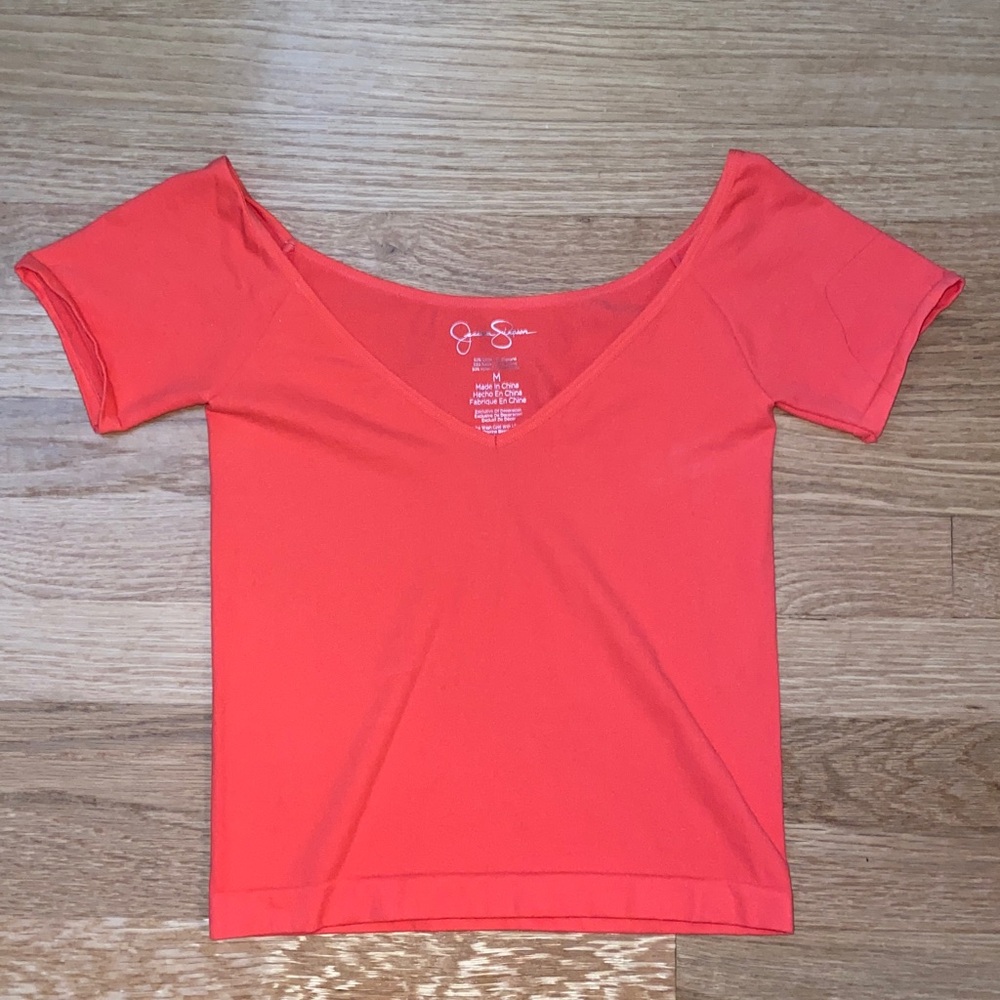 Jessica Simpson Women's Bright Orange V-Neck Top